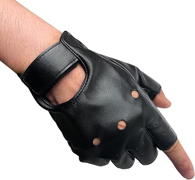 Lystaii Men Fingerless PU leather Gloves Driving Steampunk Gothic Half Finger Mittens Motorcycle Glove Outdoor Sport Costume