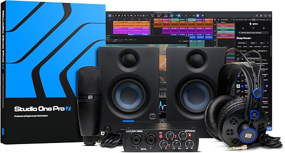 PreSonus AudioBox USB 96 Bundle - USB Audio Interface, XLR Interface for Guitars, Devices for PC & Mac, Studio One Pro, Music Production, Home Studio Complete Recording Package