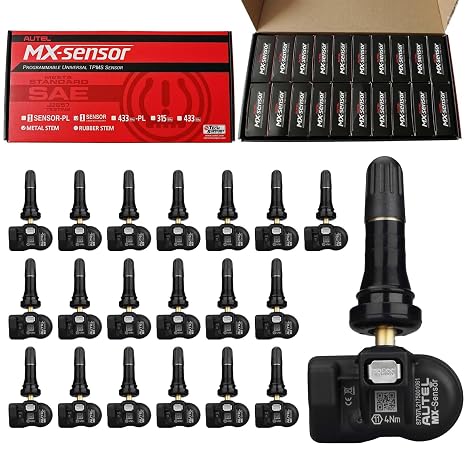 Autel MX TPMS Sensors, 315MHz/433MHz OE Press-in, 20 Pack(Rubber Valves) | Tire Pressure Sensors, Programmable with Autel TS408, TS508, TS508WF, TS900, ITS600 PRO, MS906TS, MS906PRO-TS