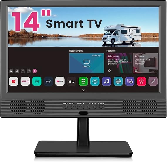 othoig 14 Inch Small Smart TV HD LED, Small Portable Smart TV with Built-in APP, Digital ATSC Tuner,HDMI/USB/AV Inputs, Small Smart Television for Kitchen,Bedroom,RV,Camper