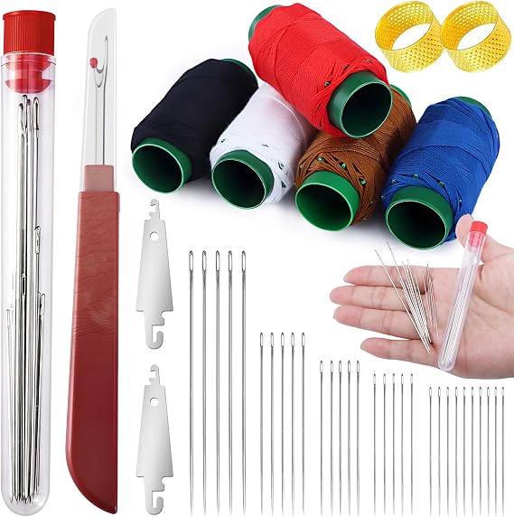 Big Eye Steel Sewing Needles Embroidery Kit with Threader and Thimble,41pcs