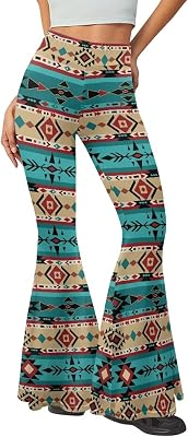 Bell-Bottom Long Pants Loose-Fit Long Yoga Pants Bohemian Style 70s Hippie Casual Fashion