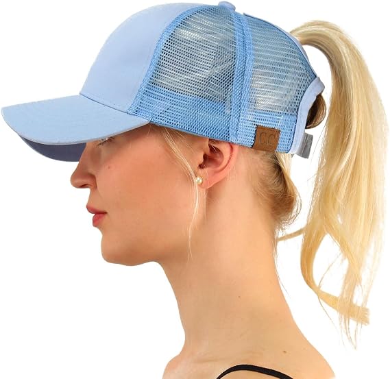 C.C Ponytail Messy Buns Trucker Ponycaps Plain Baseball Visor Cap Dad Hat