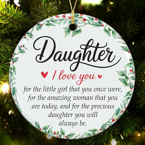 NewEleven for Daughter from Mom/Dad - Daughter Birthday Gifts, Heartfelt Present from Mom, Dad for Daughters, Adult Daughters - Christmas Ornaments