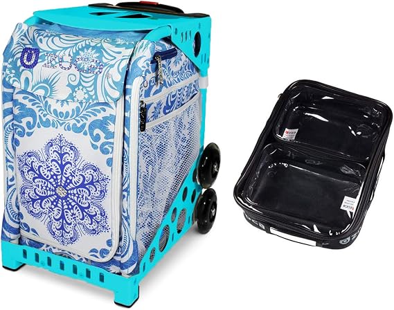 ZUCA Sport Bag - Ice Garden with Gift One Large and Two Mini Utility Pouches (Turquoise Frame)