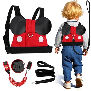 Lehoo Castle Toddler Leash for Walking, Baby Leashes for Toddlers Boys, Kid Harness with Leash, Child Safety Leash Anti Lost Wrist Link Mickey