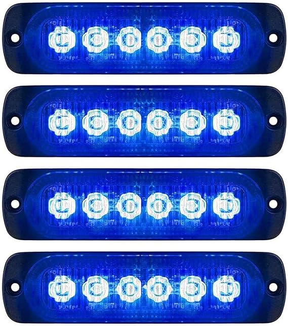 Side Marker Lights, 4PCS 6LED Car Marker Lights Car Side Indicators Lights 12V 24V Front Rear Side Light Position Lamps for Truck Trailer (Blue)