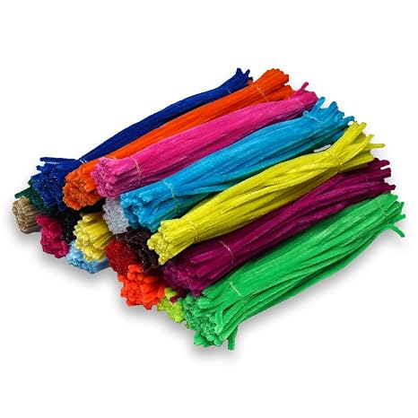1200pcs Pipe Cleaners for Craft, Chenille Stems for DIY Art Decorations, 20 Assorted Colors Green Black White Orange Pastel & More, 12 inches Size for All Creative Ages