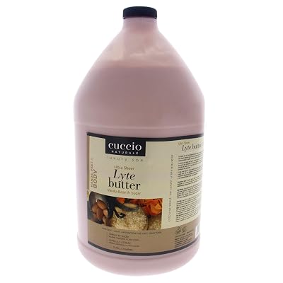 Cuccio Naturale Lyte Ultra-Sheer Body Butter - Replenishing Scented Moisturizer Cream - Deep Hydration To Repair Dry Skin - All Natural, Cruelty-Free Formula - Vanilla Bean And Sugar - 1 Gal