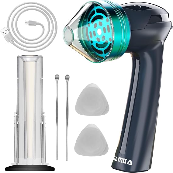 Mamba XL USB One-Hand Spice Grinder with Aluminum Teeth, Gray | 2g capacity, aluminum teeth, clear cone spout, cleaning tools, easy flavour preparation, compact countertop storage