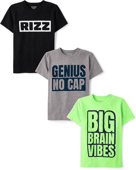 The Children's Place Boys' School,Learning Short Sleeve Graphic T-Shirts,3 Pack
