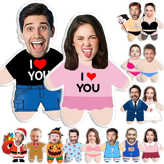 Custom Face Pillow Personalized Photo Plush Doll Head Body Shaped Double-Sided 3D Customized Funny Pillow Home Sofa Decor