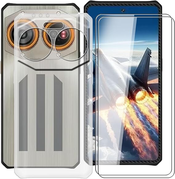 Clear Case for IIIF150 Air2 Ultra (6.80") with 2 x Tempered Glass Protective Film, Slim Shockproof Soft Silicone Cover, 360 Drop-Proof Phone Case for IIIF150 Air2 Ultra - Transparent