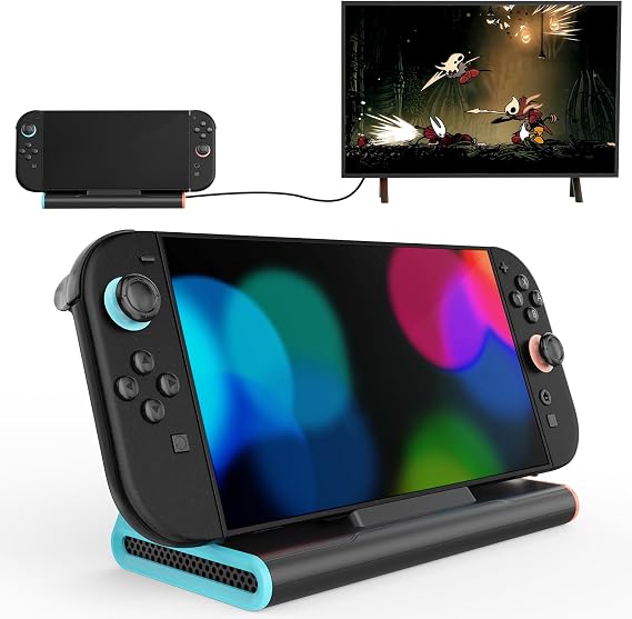 Switch 2 Docking Station 3-in-1 Portable TV Dock Only Compatible with Nint-endo Switch 2 TV Dock with 4K @ 120Hz HDMI Output + 100W Charging Input + 3x USB 3.0 S-witch 2 Console Charging Station Stand Hub Adapter
