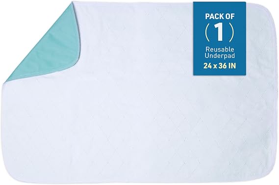 BodyMed Heavy Absorbency Washable & Reusable Underpad, 24 x 36-inch, 1 Pack - Waterproof, Quick Drying, Nursing Incontinence Pad for Seniors, Adults, Pets - Bed, Wheelchair, Furniture Protection