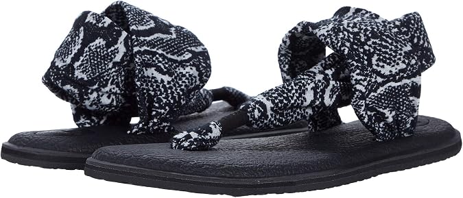 Sanuk womens Yoga Sling 2 Snake Sandal, Black/White, 5 US