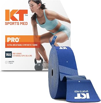 KT Tape, PRO Synthetic Elastic Kinesiology Athletic Tape, 150 Count, 10 Precut Strips
