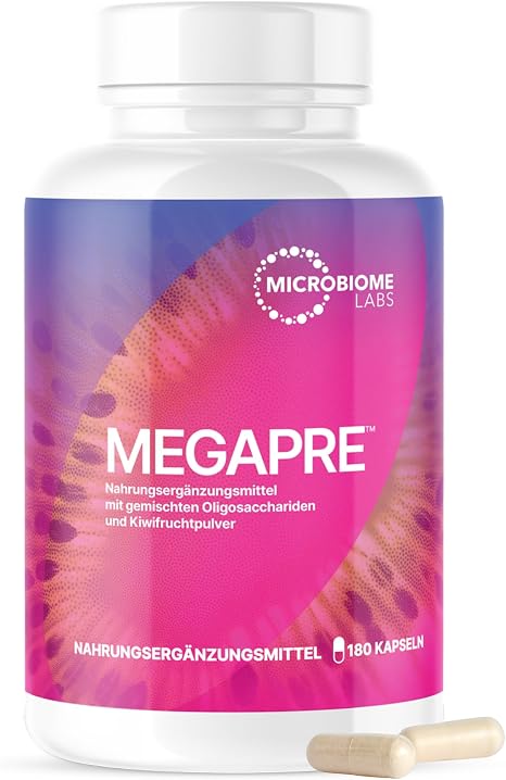 Microbiome Labs MegaPre - Prebiotic Fibre Supplement with Clinically Tested Oligosaccharides - Daily Prebiotics to Support Akkermansia & Microbial Diversity (180 Capsules)