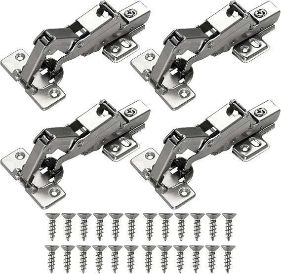 165 Degree Kitchen Cabinet Hinges Soft Close Pack of 4 | Folding Mute Cupboard Door Hinge With Screws; Full Overlay; For Wardrobe Doors