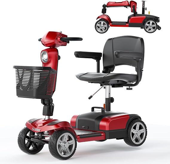 iScooter X-03 Mobility Scooter, Electric Wheelchair Device, 4 Wheel Mobility Scooter for Adults, with LED Headlight, Basket, Back-Up Alarm Bell, Detachable, Lightweight and Convenient