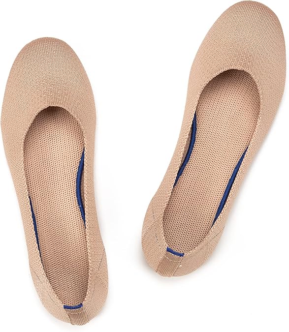 Frank Mully Womens Ballet Flat Shoes Knit Dress Shoes Round Toe Slip On Ballerina Flats for Woman Low Wedge Comfort Soft