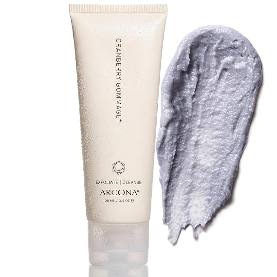 ARCONA Cranberry Gommage Purifying Face Scrub To Exfoliate and Unclog Pores - Brighten, Tone, and Resurface Skin With Zeolite, Blueberry - Natural Face Exfoliator, 3.4 oz