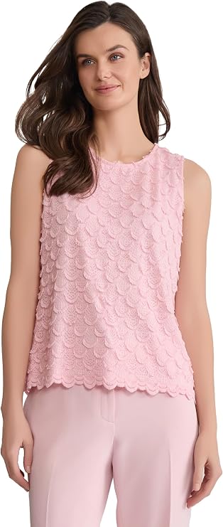 Kasper Women's Sleeveless Scallop Lace Top
