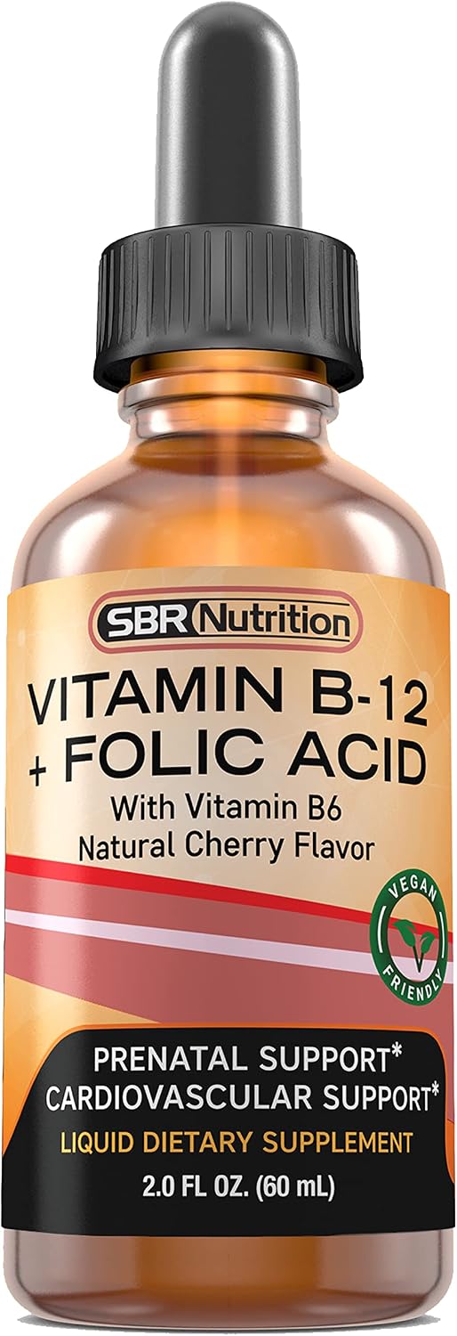 SBR Nutrition Vitamin B Complex | VIT B12, B9, B6, Folic Acid Supplement | Men, Women Multivitamin | for Energy, Prenatal, Pregnancy, Postpartum Care, Fertility Support | 60 svgs, 2 fl oz