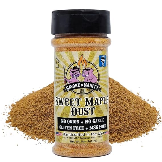 Smoke n Sanity Sweet Maple Dust Seasoning, Low FODMAP, 5 oz Shaker