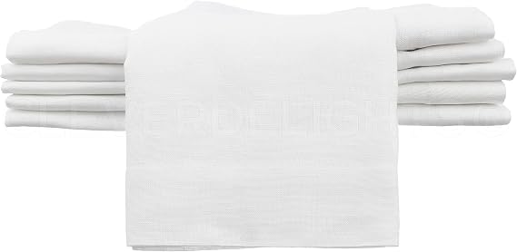 CleverDelights 20" White Linen Dinner Napkins - 12 Pack - 100% Linen