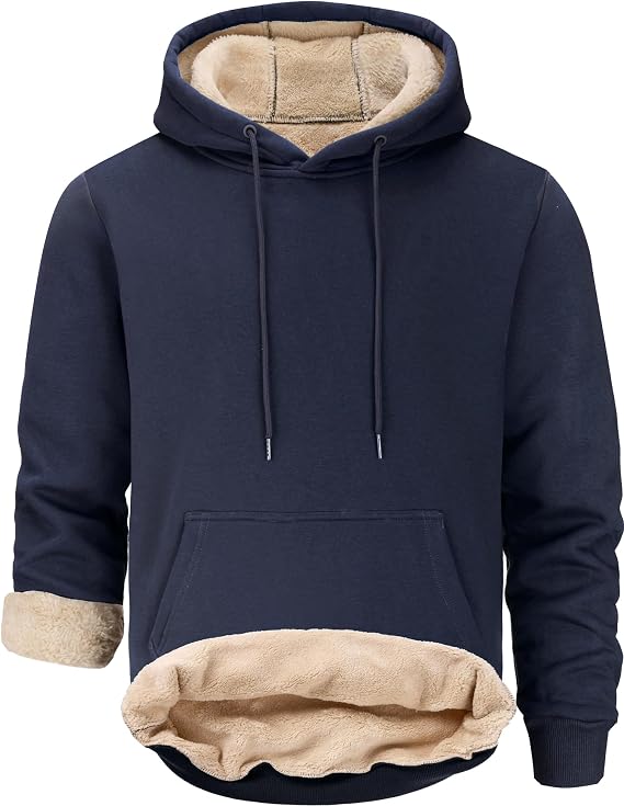 Men's Sherpa Lined Hoodie Pullover Casual Hooded Sweatshirts