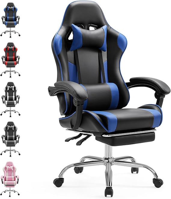 Sweetcrispy Gaming Chair Ergonomic Office Chair with Footrest Gamer PC