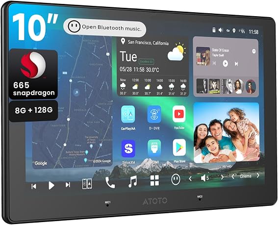 X10 10" QLED Android Car Stereo, 8GB+128GB, Wireless CarPlay&Android Auto