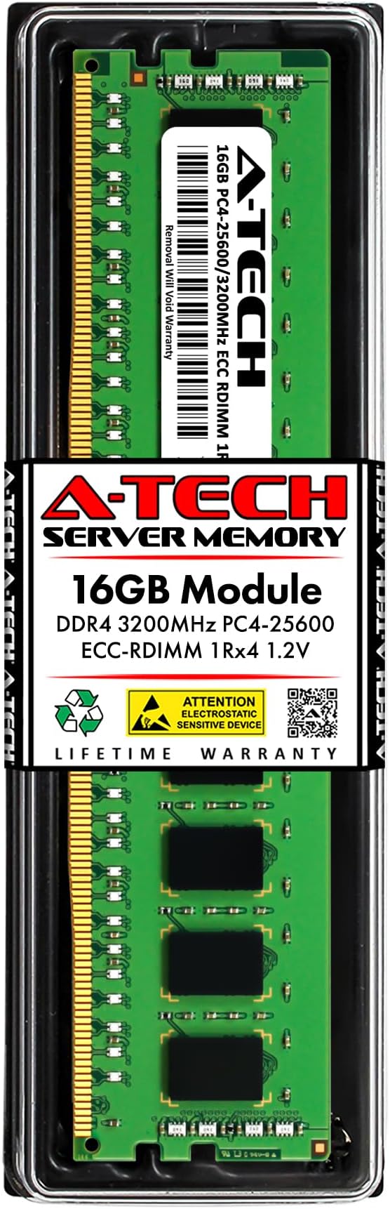 A-Tech 16GB RAM Replacement for Hynix HMA82GR7DJR4N-XN | DDR4 3200MHz PC4-25600R ECC RDIMM 1Rx4 1.2V 288-Pin Registered Server Memory Module (HMA82GR7DJR4N-XN-ATC)