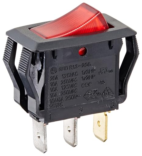 NSI Rocker Switches, On Off Circut Function, SPST, 15/7.5 amps at 125/250