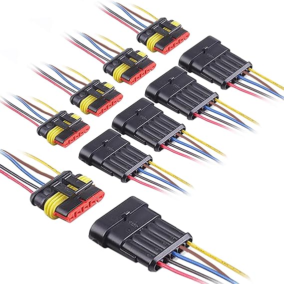 5 Pin Connector Waterproof,5Pin Way Car Electrical Connector,with Wire 16 AWG Marine for Car,Truck,Boat,Motorcycle and Other Wire Connections. (5pairs)