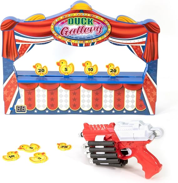 Merchant Ambassador Retro Arcade Electronic: Duck Shooting Gallery - Tabletop Game with Blaster Gun, Moving Ducks & Sound Effects, Ages 6+