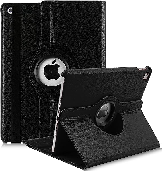 For iPad 5th / 6th Generation case, 9.7 inch 2017/2018, 360 Rotating Smart Stand PU Leather Flip Folio Protective Cover Case for iPad 5th / 6th Gen 9.7 inch - Black 360