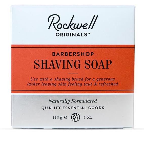 Rockwell Babershop Shaving Soap | Formulated with Shea Butter, Coconut Oil & Wheat Protein for Smooth & Soothing Wet Shave | Ideal for Sensitive Skin & Thick Beards
