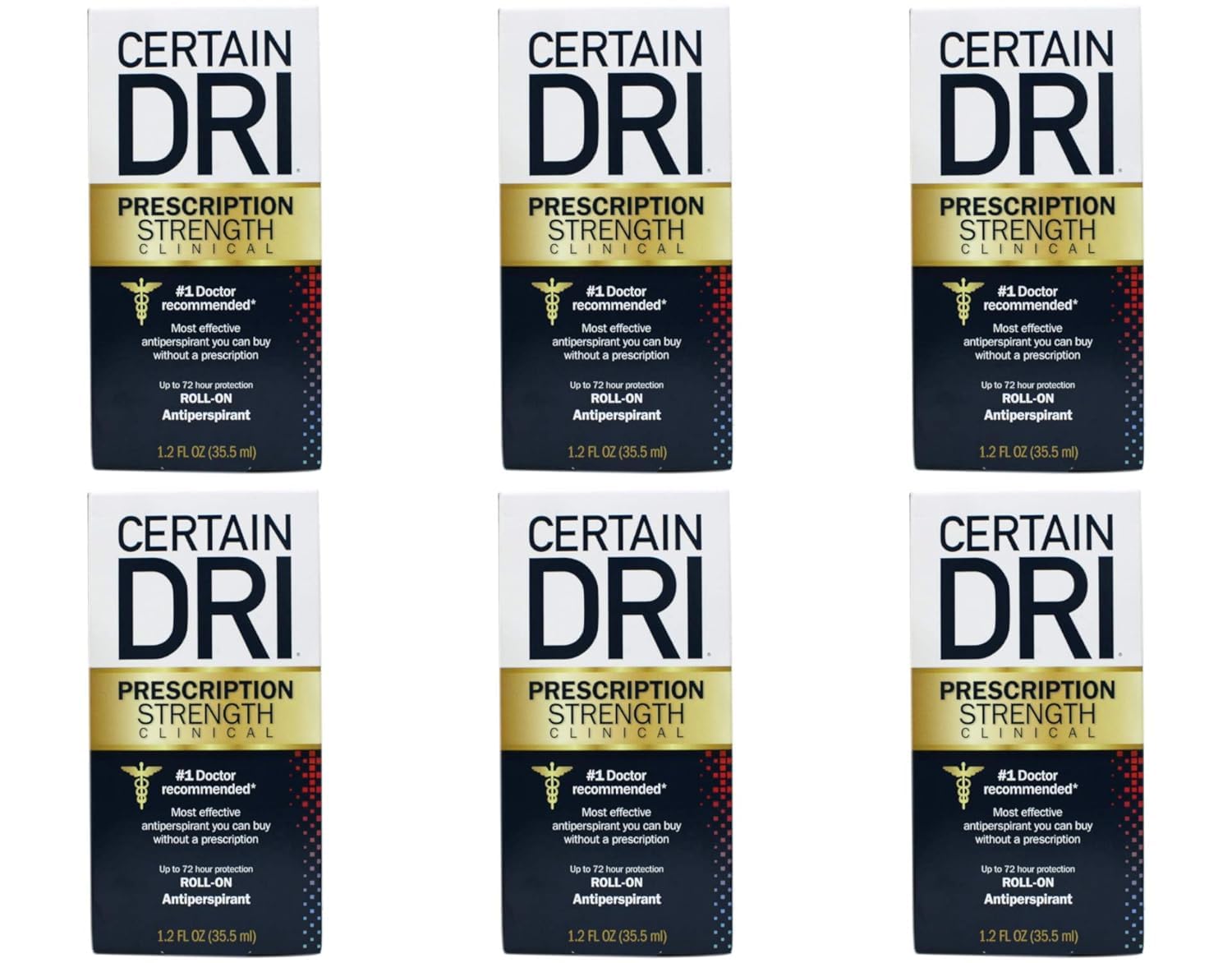 CERTAIN DRI Prescription Strength Clinical Antiperspirant Roll-On 1.20 oz Pack of 6