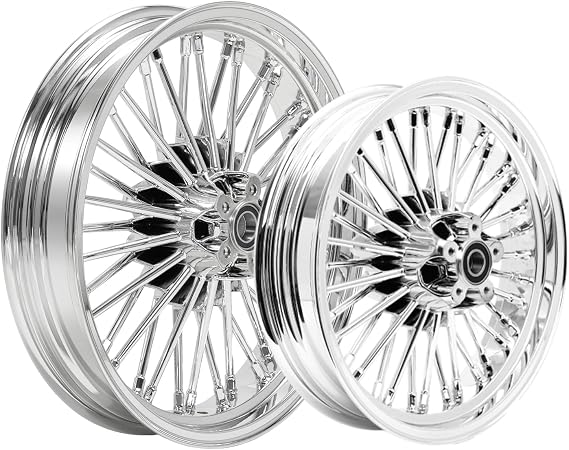 TOFR 18x3.5 16x3.5 Chrome Fat Spoke Wheels For Harley Touring Baggers 00-07