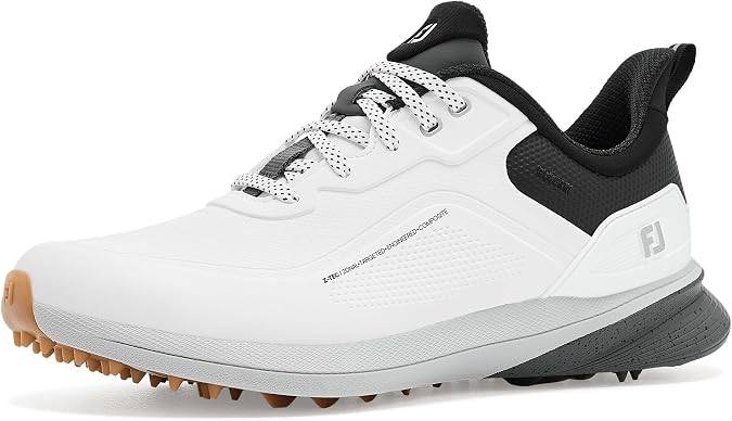 FootJoy Men's Pro/SL Golf Shoe, White/Black/Gum, 10 Wide