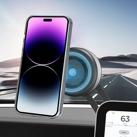 AOAO Tesla Model 3/Y/X/S Phone Mount Holder, Vacuum Adsorption, Fits All Smartphones