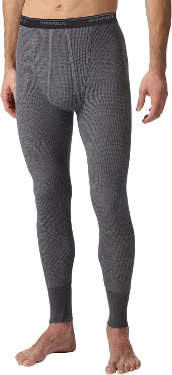 Stanfield's Essentials Men's Long Johns, Cotton Blend Thermal, Charcoal Mix