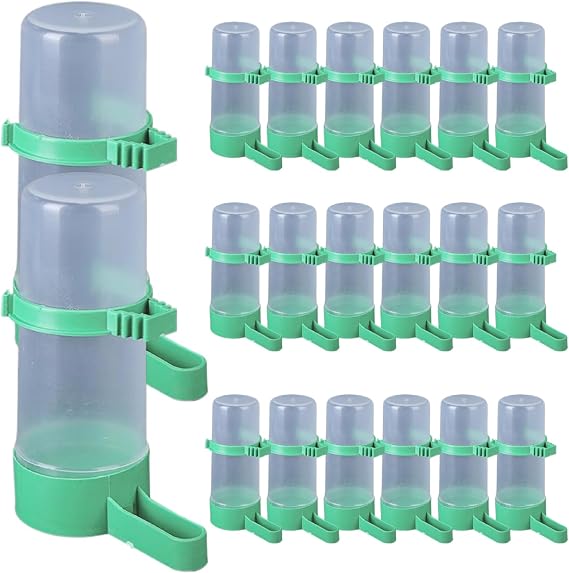 20Pcs Bird Water Dispenser, Large Capacity Automatic Bird Water Feeder, Multifunctional Plastic Cage Accessory Drinker Bottle for Parakeet Lovebirds Canary