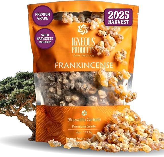 Frankincense Organic Incense By Igneous Products (113.4 Grams) | Premium Somali Incense| Monastery Incense Catholic | Organic Frankincense Gum |