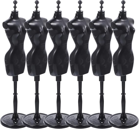 Homsfou 6Pcs Mini Doll Clothes Display Stands Plastic Mannequin Rack for Doll Dress Display and House Accessories 10.03In Height