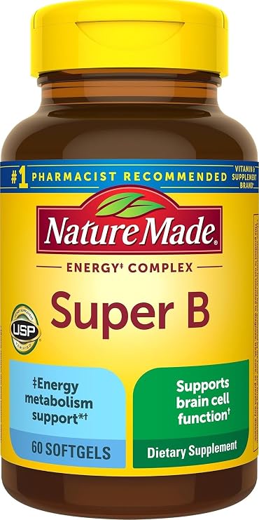 Nature Made Super B Complex Vitamins for Women and Men, 60 Softgels