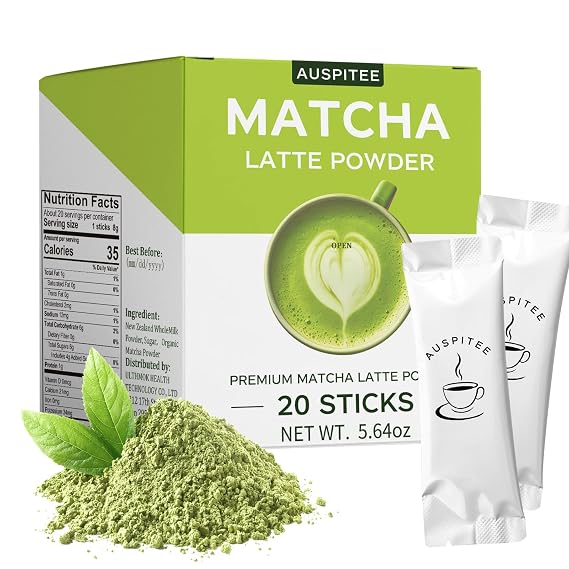 Matcha Latte Green Tea Powder Single Pack, Premium Barista Science Blend - Individual Matcha Bags (20)