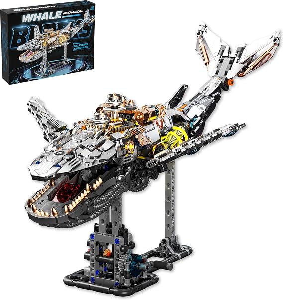 HJPLPXH Mechanical Whale Building Set with Light, Sea Animal Building Block
